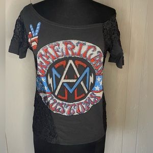 Affliction American Customs XS Rhinestone Lace Shirt